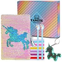 Diario de Lentejuelas Cuaderno Unicornio-Juego de Bolígrafos de gel de Lentejuelas Mágicas- Diario de viaje A5 Bloc de…
